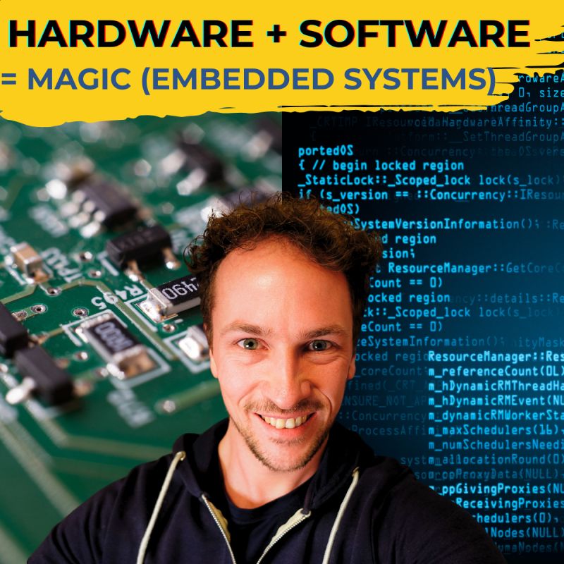 Lukas smiling in front of a computer chip