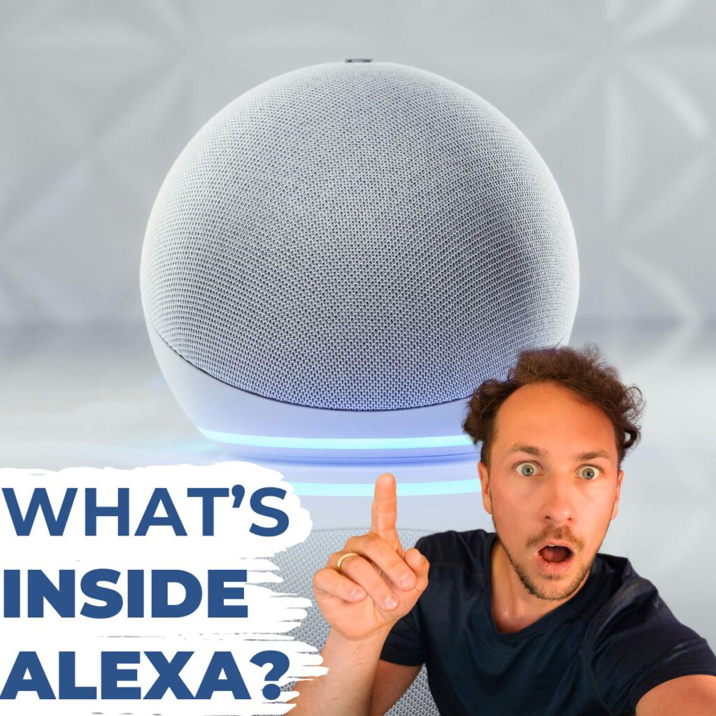 Lukas pointing at alexa
